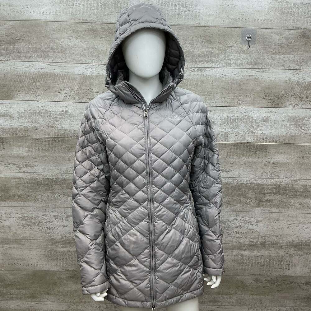 The North Face Women's Grey 550 Goose Down Quilted Parka Puffer Jacket Size M